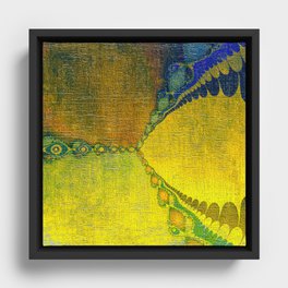 Sunny Southwestern Abstract - yellow navy chartreuse  Framed Canvas
