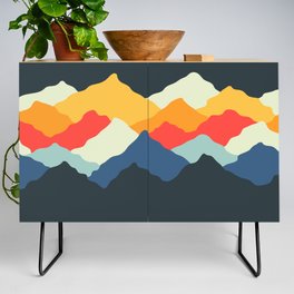 Retro 50s and 60s Classic Vintage Palette Mid-Century Minimalist Mountains Abstract Art Credenza