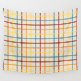 Multi Check 1 - red teal orange yellow Wall Tapestry