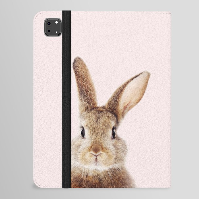 Brown Bunny, Baby Rabbit, Pink, Kids Art, Baby Animals Art Print By Synplus iPad Folio Case
