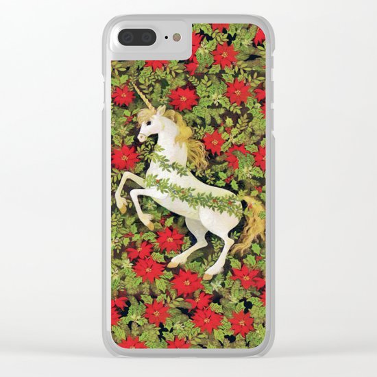 Christmas Unicorn Clear iPhone Case