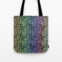 Pastel Rainbow Zebra Stripes (Black Background) Tote Bag