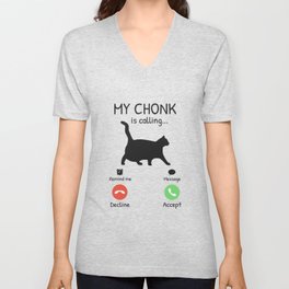 My Chonk is calling Chonk Cat Scale Meme V Neck T Shirt