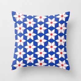 Modern Daisies Red White and Blue Throw Pillow