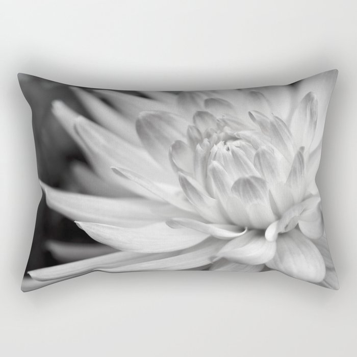 Silver Grey Dahlia Rectangular Pillow