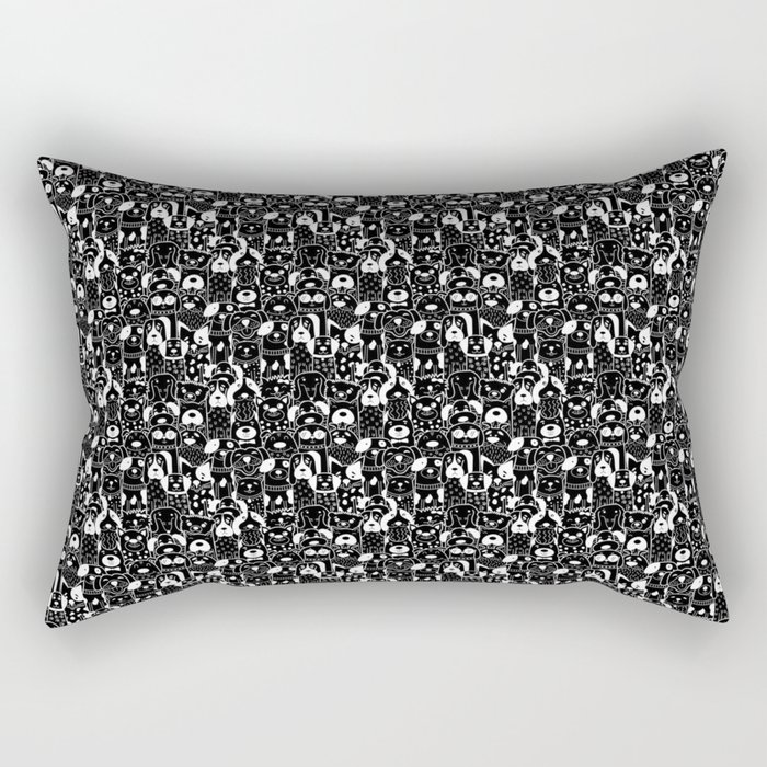 Black and White Seamless Dogs Rectangular Pillow