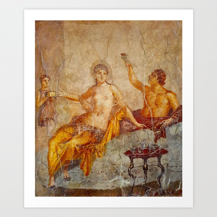 Fresco Private Drinking Scene in Pompeii Art Print