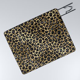 Gold Leopard Print Pattern 01 Picnic Blanket