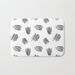 Scribbles (Black and White) Bath Mat | Modern, Doodled, Lines, Zigzag, Neutral, Abstract, Pencil, Scandinavian, Sketch, Crayon 