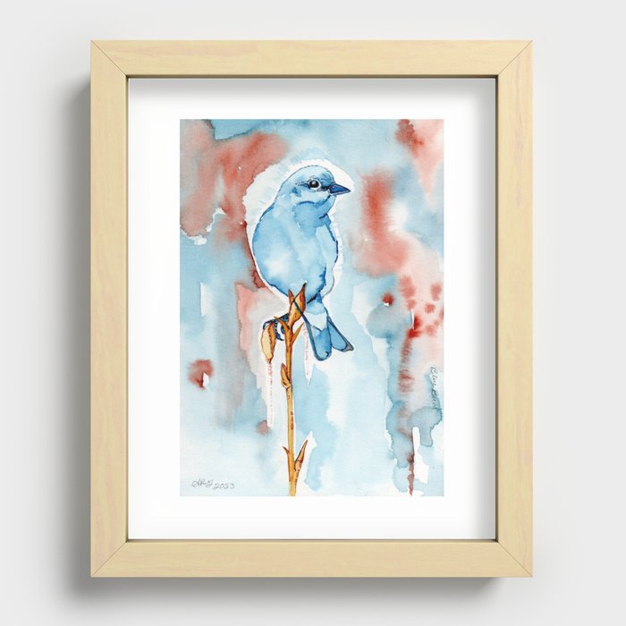 Morning Blue Bird Recessed Framed Print