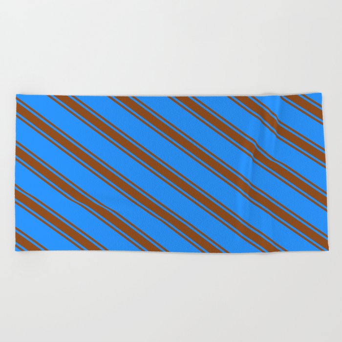 Blue & Brown Colored Lined/Striped Pattern Beach Towel