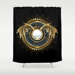 Mechanical Dragon Wings with a Lens ( Steampunk ) Shower Curtain