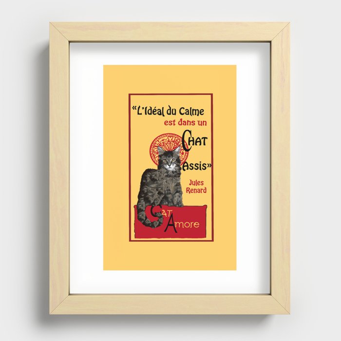 Cat - Le Chat noir - Citation - Quote - main coon - Paris - cabaret - Montmartre - caricature  Recessed Framed Print