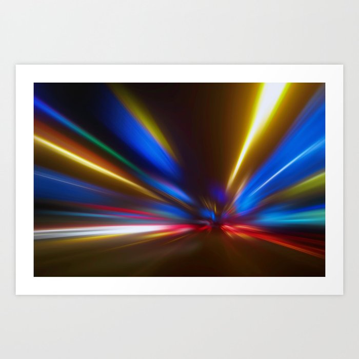 Light Trails in the Dark, Traffic Light Trails, Abstract Traffic Lines Art Print