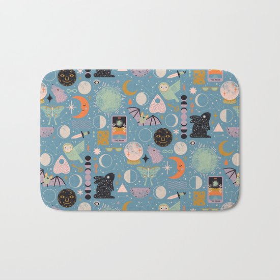 Lunar Pattern: Blue Moon Bath Mat