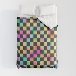 Checkerboard Pattern In 80's Colors Comforter