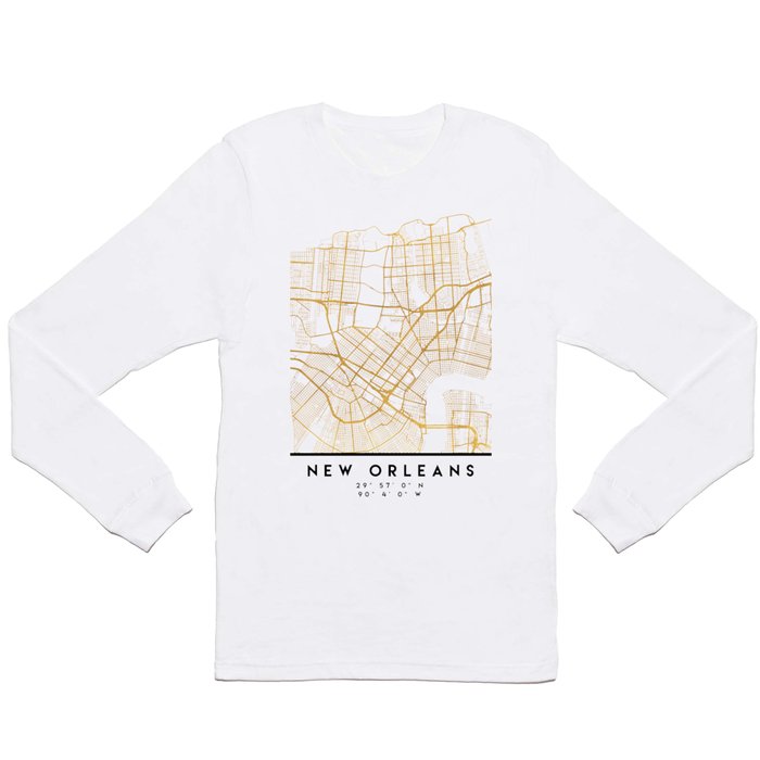 NEW ORLEANS LOUISIANA CITY STREET MAP ART Long Sleeve T Shirt