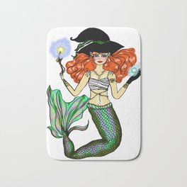 Witch Mermaid - Nathasia Bath Mat | Ocean, Mermaid, Seawitch, Graphite, Fairy, Underwater, Witch, Sea, Comic, Pop Art 