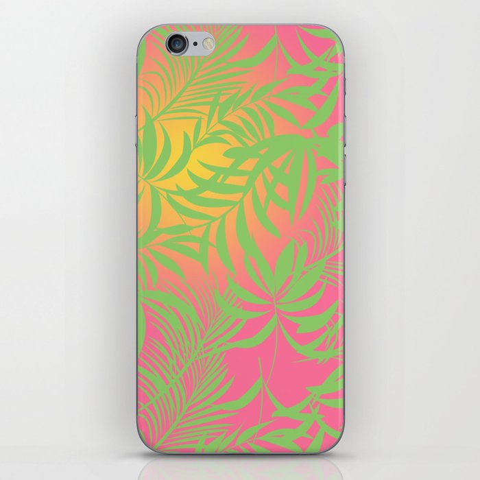 Tropical leaves in gradient background iPhone Skin