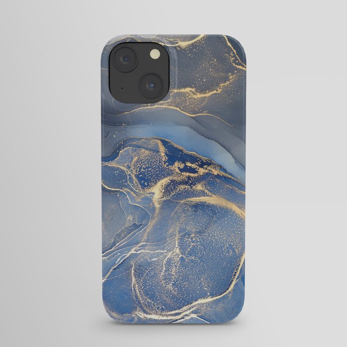 Blue Marble With Gold Veins iPhone Case