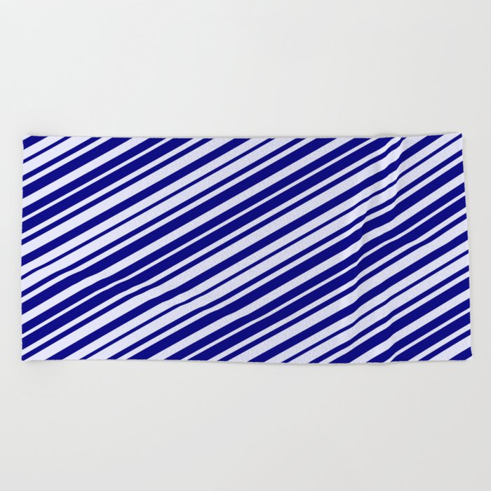 Blue and Lavender Colored Lines/Stripes Pattern Beach Towel