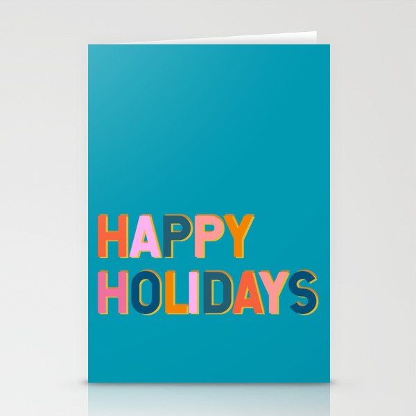 Colorful Happy Holidays Typography Stationery Cards