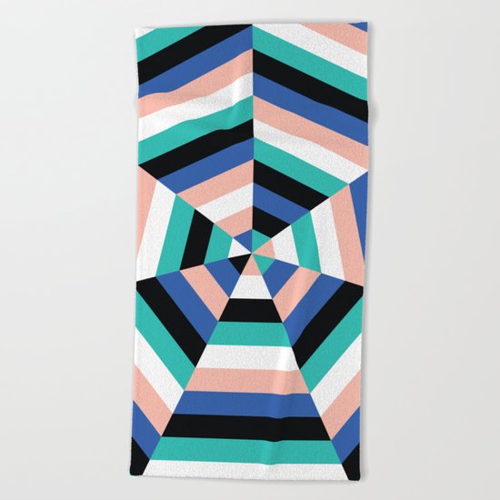 Heptagon Quilt 3 Beach Towel
