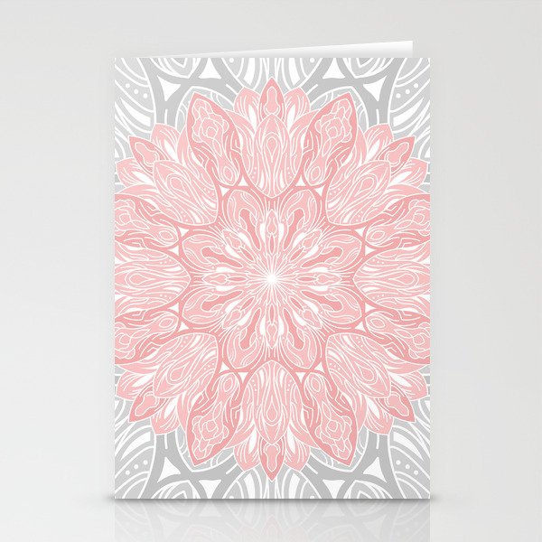 MANDALA IN GREY AND PINK Stationery Cards