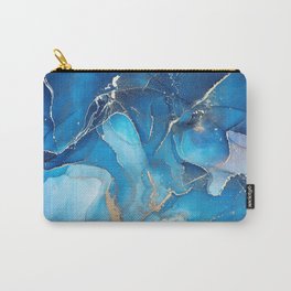 Deep Cerulean + Azure Abstract Ripples Carry-All Pouch