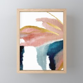 Exhale: a pretty, minimal, acrylic piece in pinks, blues, and gold Framed Mini Art Print