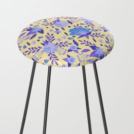 Blue Flowers Counter Stool