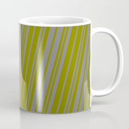 [ Thumbnail: Grey & Green Colored Stripes Pattern Coffee Mug ]
