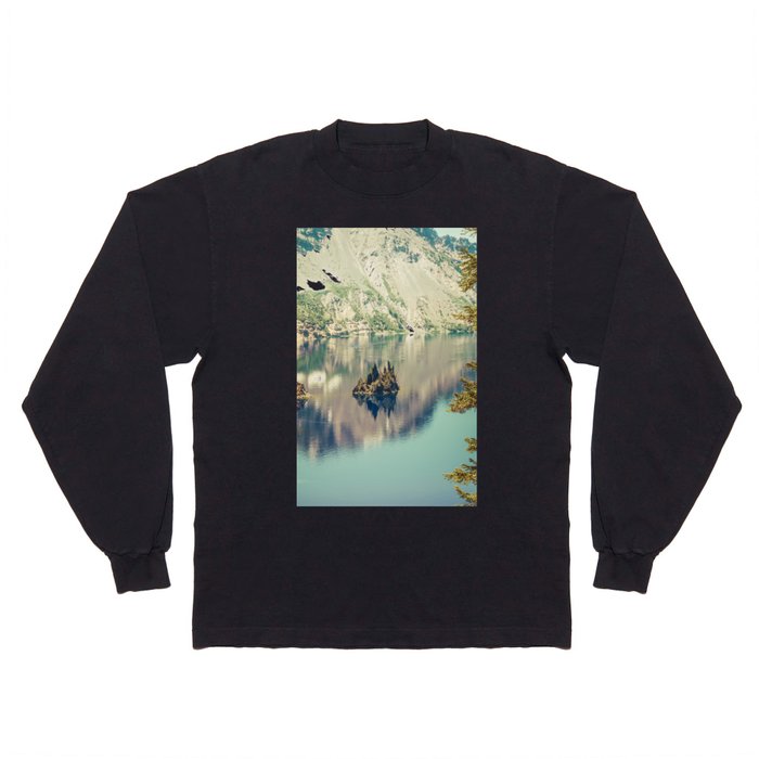 Crater Lake Oregon Phantom Ship Island Long Sleeve T Shirt