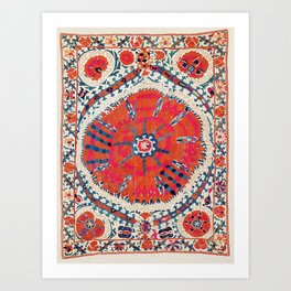 Large Medallion Suzani Bokhara Uzbekistan Embroidery Print Art Print