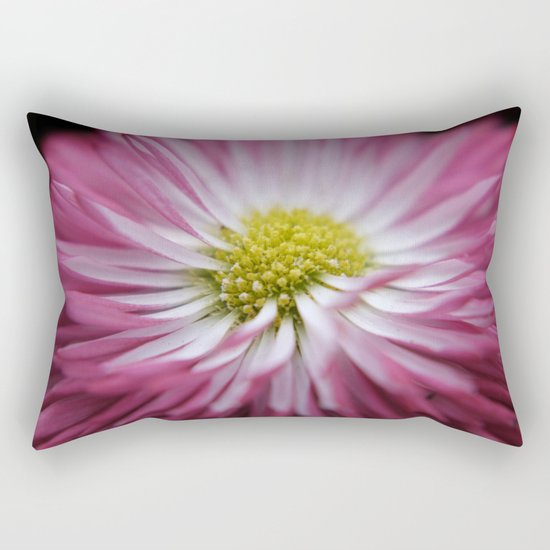 pink bellis on black -1- Rectangular Pillow