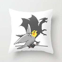 Cockatiel Dragon Shadow, birb dragon Throw Pillow