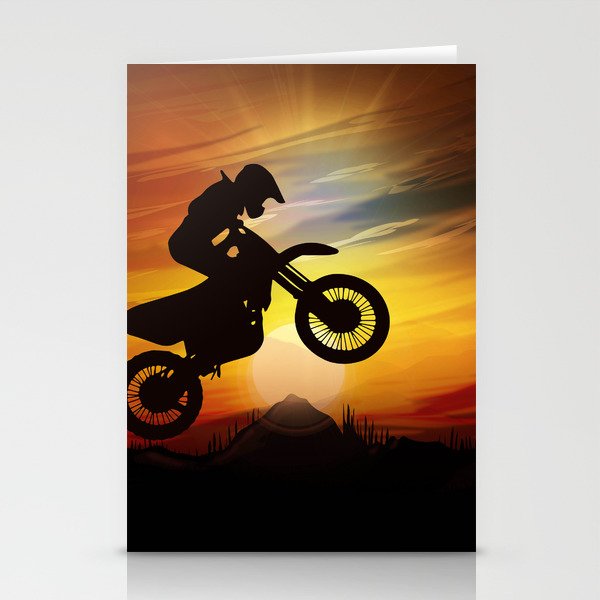 Mountain Motorcycle Adventure - Sunset Stationery Cards