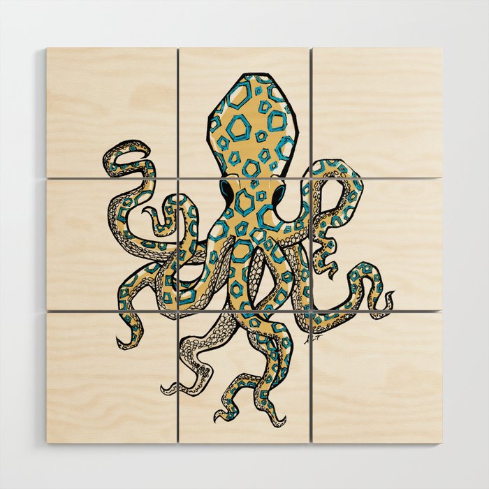 Iets combinatie Fjord Blue Ringed Octopus Wood Wall Art by ALT Illustration | Society6