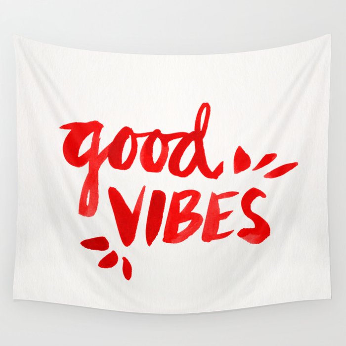 Good Vibes – Red Ink Wall Tapestry