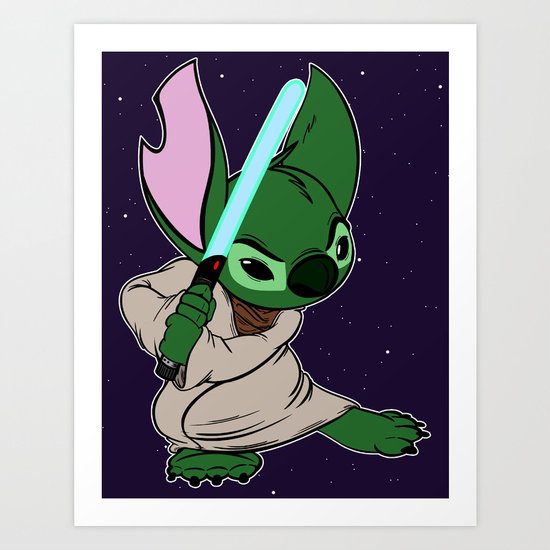 Yoda Stitch Art Print