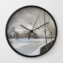 Road in the Village of Baldersbrønde (Winter Day) Laurits Andersen Ring Wall Clock