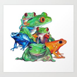 Tropical Frog Collage Art Print