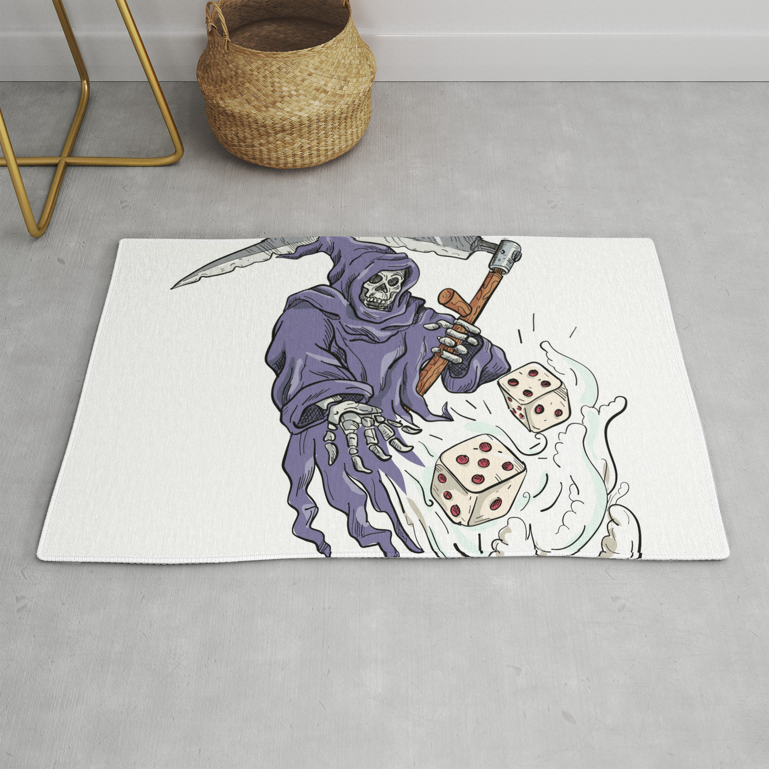 Grim Reaper Throwing The Dice Drawing Color Rug By Patrimonio Society6