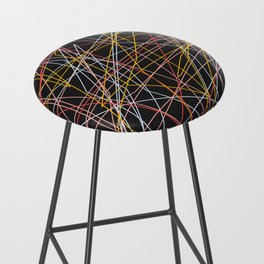 Colorful Decorative Abstract Retro Colored Thin Lines on Dark Color Bar Stool