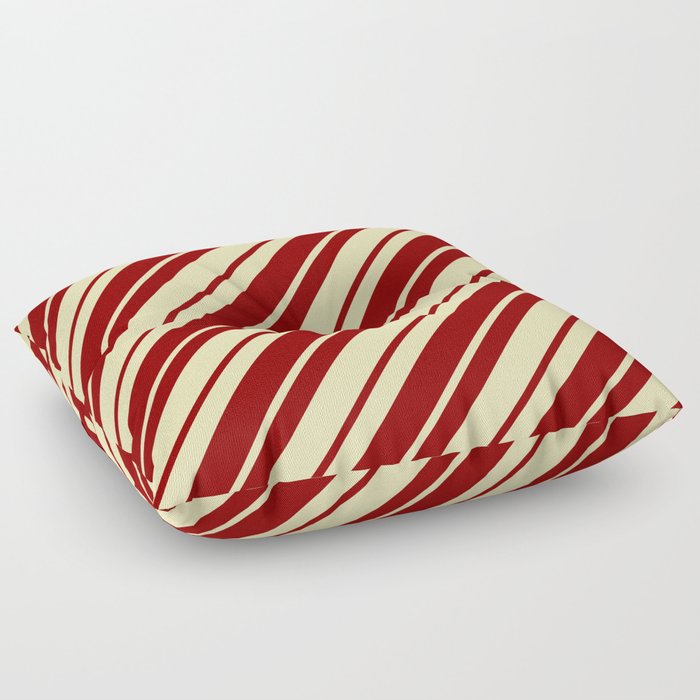 Beige and Dark Red Colored Stripes/Lines Pattern Floor Pillow