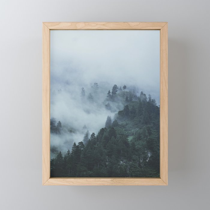 Foggy Mountains | Manali, India Framed Mini Art Print