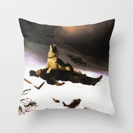 Dog howling over his Miner owner - Charles Christian Nahl  Throw Pillow