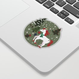 Christmas Winter Unicorn Pattern Sticker
