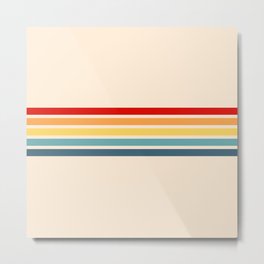 Takaakira - Classic Rainbow Retro Stripes Metal Print | Lines, 90S, Classic, 70S, Graphic Design, Beige, Simple, Stripe, Graphicdesign, Retro 