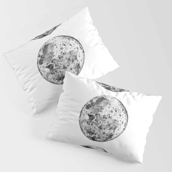 Pencil Drawing Moon Phases - White Background Pillow Sham